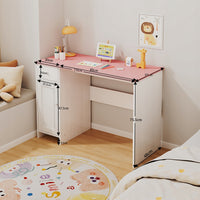 SCrivania bianca con cassetto e armadietto per bambina con piano rosa capiente