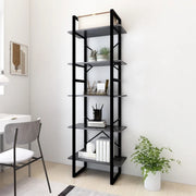 Libreria a 5 Ripiani-Scaffale per Libri-Mobile di Stoccaggio Grigia 60x30x175 cm in Legno Multistrato