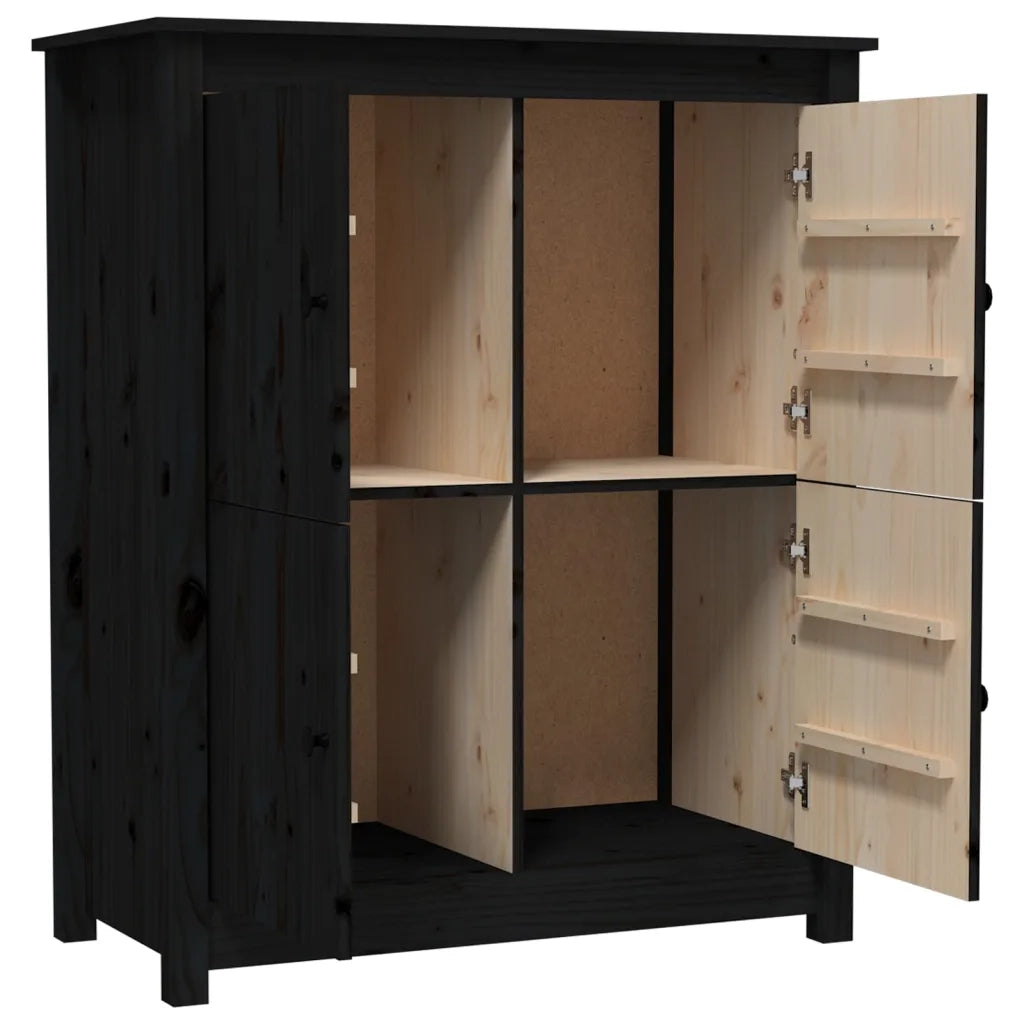 Credenza Nera 83x41,5x100 cm in Legno Massello di Pino 821511