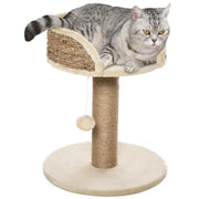 Albero tiragraffi per gatti con piattaforma e pompon ¨C zephmum ¨C 40x40x49 cm sisal beige