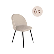 Set di 6 sedie Achito, Poltrona rivestita in velluto, Sedia da pranzo imbottita, Seduta per riunioni, 51x54h82 cm, Grigio chiaro