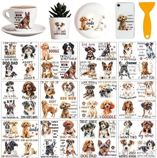 Decorazioni per finestre e mobili a trasferimento - 12 fogli - 14 x 14 cm - per decorare animali e ambienti