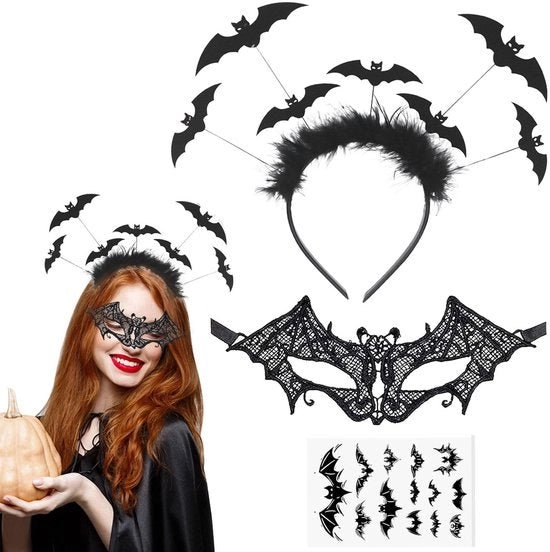 Benda per Capelli Halloween Disegno Pipistrello - Bende per Capelli - Accessori - Costumi - Carnevale - Comodo e Elastico - Accessorio da Costume da Trucco