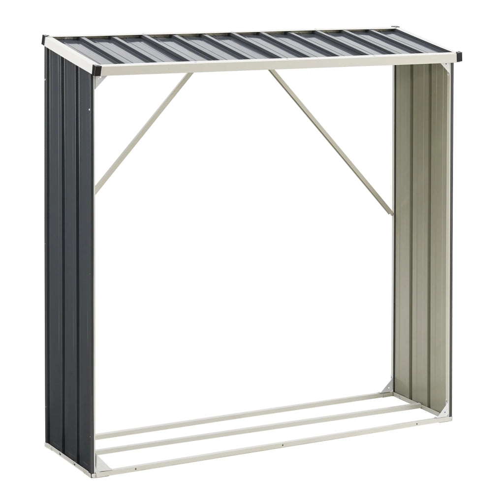 Deposito legna casetta da giardino coperta con telo protettivo 155 x 45 x 157 cm porta legna deposito legna coperto antracite 03_0008840