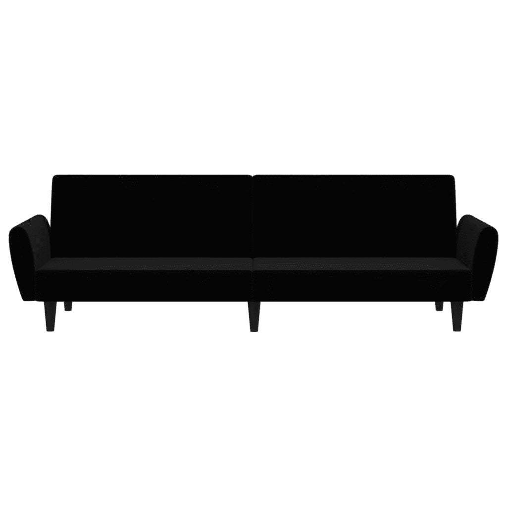 Divano Letto a 2 Posti Nero in Velluto 375863