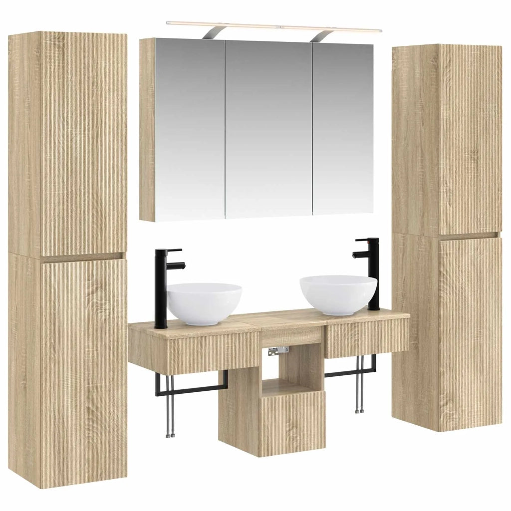 Set di mobili per il bagno 6 pcs Rovere Sonoma 3407177