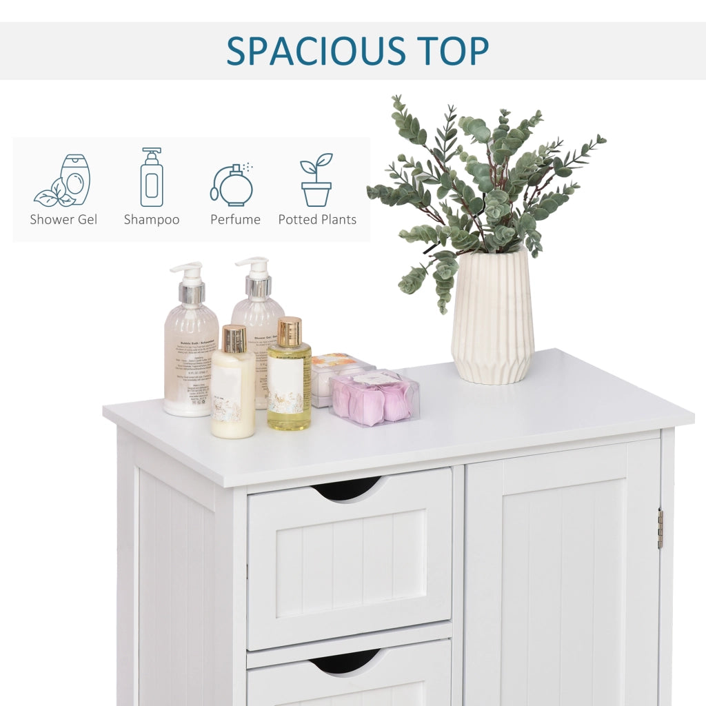 Mobile da Bagno con Anta, 4 Cassetti e Ripiano Regolabile ¨C zephmum ¨C 56x30x83 cm Bianco