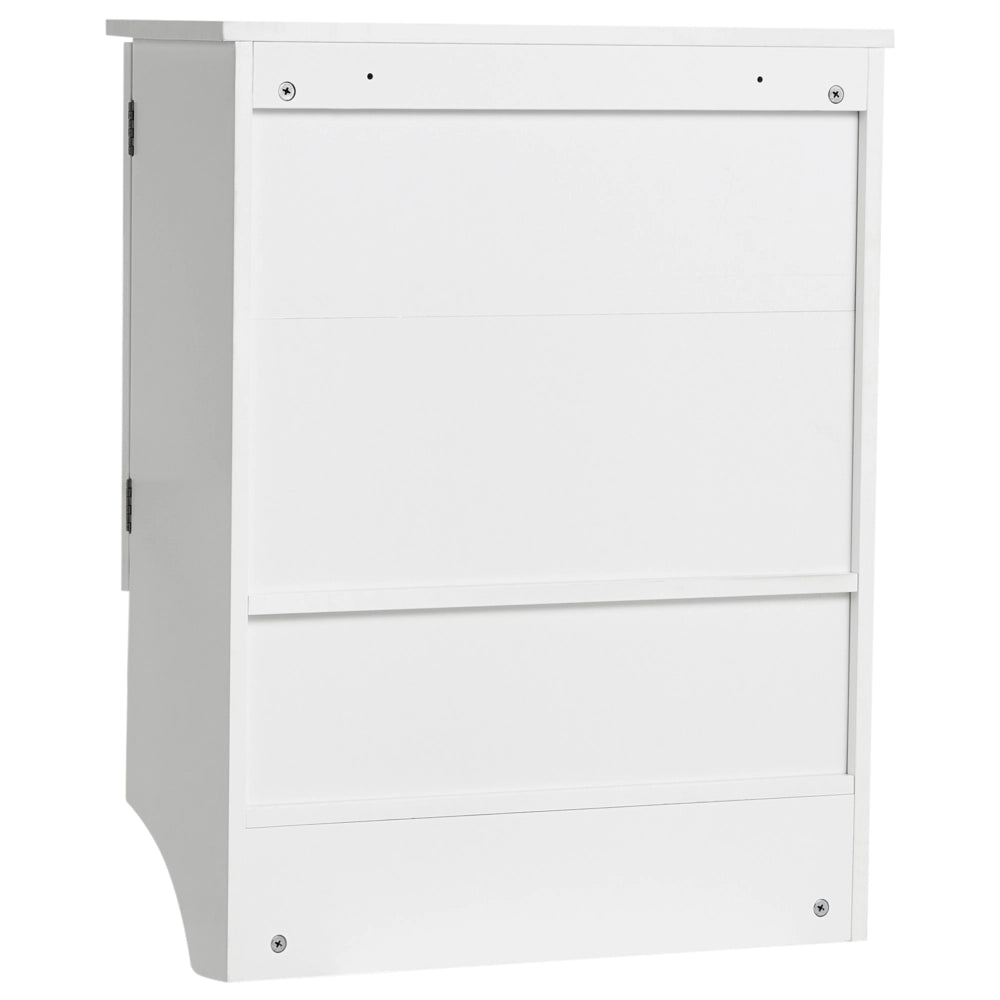 Mobiletto da Bagno da Parete in MDF Bianco con Ante, Ripiano Aperto e Portasciugamani, 60 x 22 cm Design Moderno