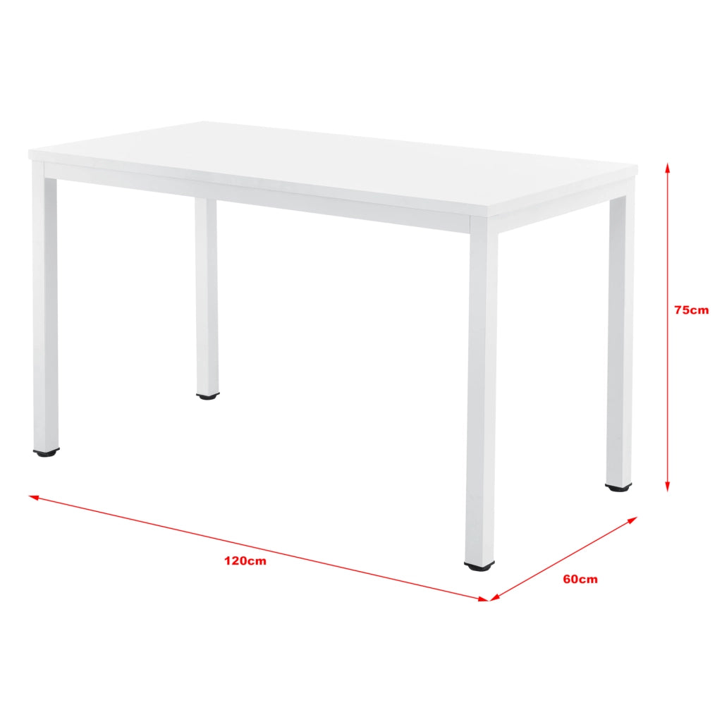 Scrivania Odense con Gambe in Acciaio e Piedini Regolabili 75 x 120 x 60 cm - Bianco [en.casa]