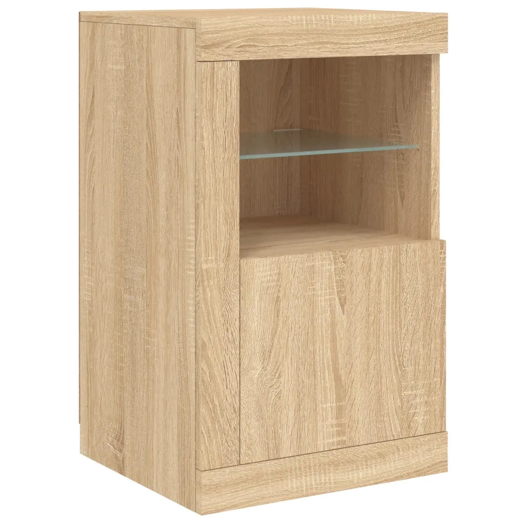 Credenza | Madia | Buffet da pranzo | Armadio da pranzo con Luci LED Rovere Sonoma 123x37x67 cm