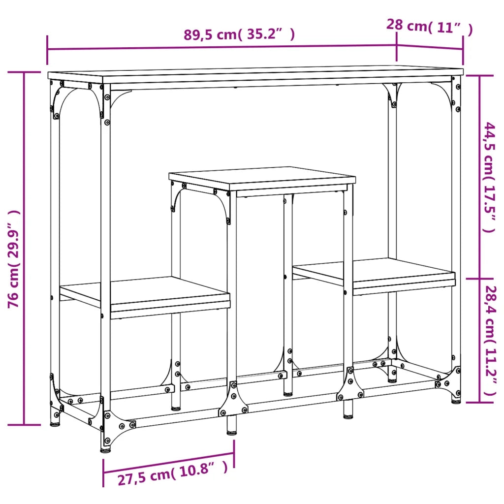 Tavolo Consolle | Tavolo d'Ingresso Rovere Fumo 89,5x28x76 cm Legno Multistrato