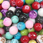 Perle Ronda a Colori Multipli con Effetto Marmo per Creazione di Gioielli