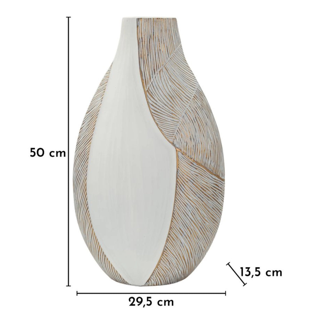 Vaso Decorativo VKH1030, Bianco, Poliresina, 29,5x13,5x50 cm