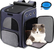 Zak da Bagno per Gatti e Piccoli Cani - Borsa Respirante con Cintura di Sicurezza Interna - Inclusa Scopa per Cani Ripiegabile - Ideale per Camminate e Viaggi