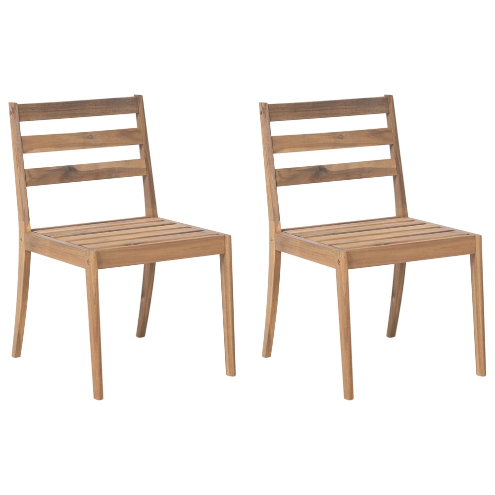 Set da giardino composto da 2 sedie in legno di acacia certificato, colore marrone chiaro, stile rustico per esterni