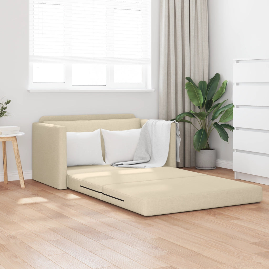 Divano Letto 2-in-1 Panna 124x71x78 cm Tessuto