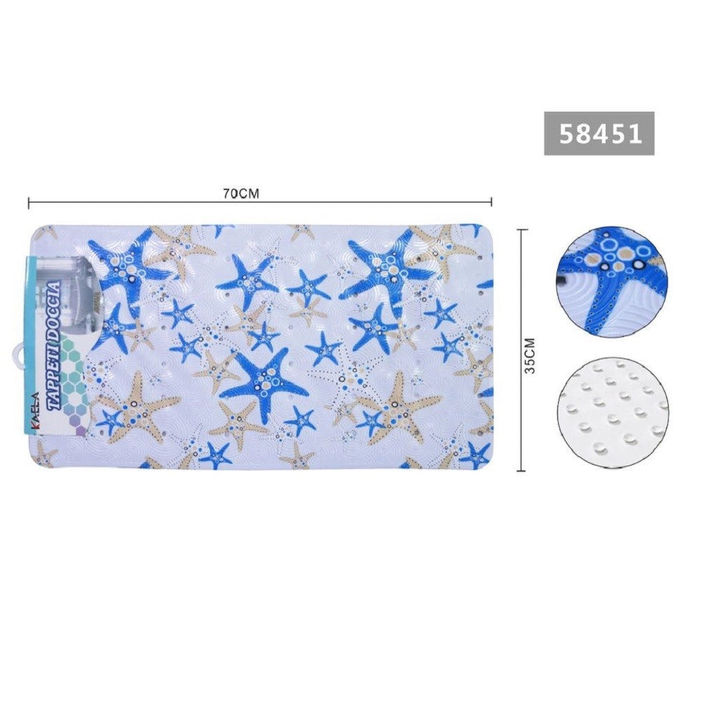 Trade Shop - Tappeto Antiscivolo Rettangolare Bagno Vasca Doccia Stelle Marine 35x70cm 58451 -