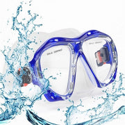 Maschera da sub per immersioni panoramiche HD con lenti anti-condensate in acciaio inossidabile per immersioni in acque profonde, modello senza nome, colore blu chiaro