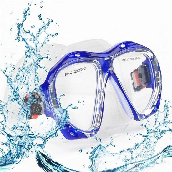 Maschera da sub per immersioni panoramiche HD con lenti anti-condensate in acciaio inossidabile per immersioni in acque profonde, modello senza nome, colore blu chiaro