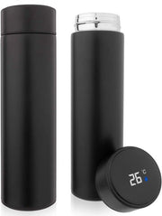 Bottiglia termica con display di temperatura - Una - 500 ml - Nero - Ideale per viaggi e sport.