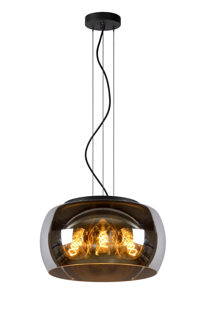 Sospensione OLIVIA vetro fumé nero 3xE27 40W Lucide