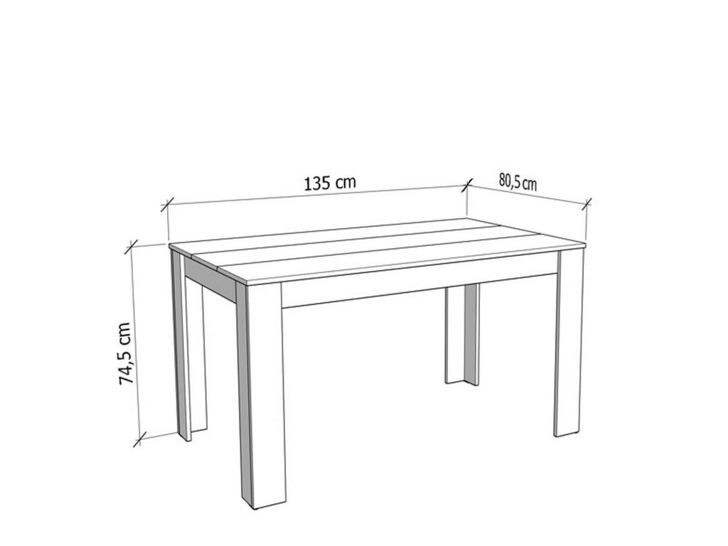 Simala, Tavolo Fisso 6 Posti, 135x80.5x74.5h cm Grigio Cemento