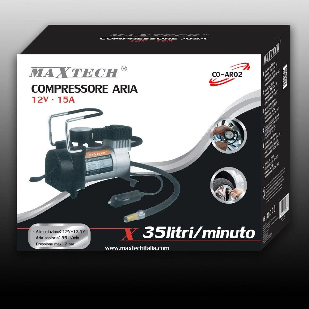 Trade Shop - Compressore Ad Aria Portatile Serbatoio 35l/min Alimentazione 12v 15a Maxtech Co-ar02 -