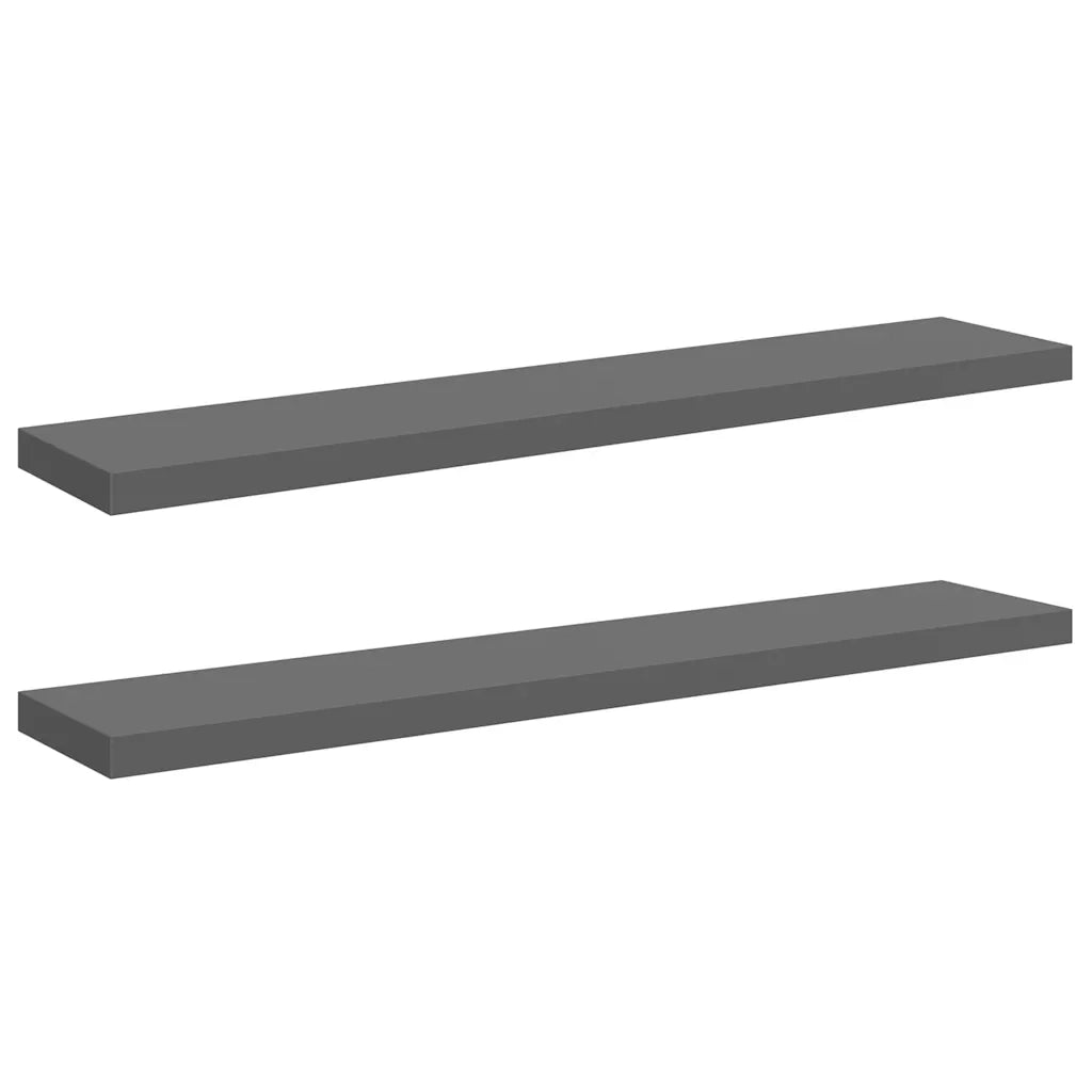Scaffali a Parete 2 pz Grigio Lucido 120x23,5x3,8 cm in MDF cod mxl 33231