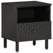 Comodini 2pz-Set di 2 Tavolino da notte Neri 40x33x46 cm in Legno Massello di Mango 791525