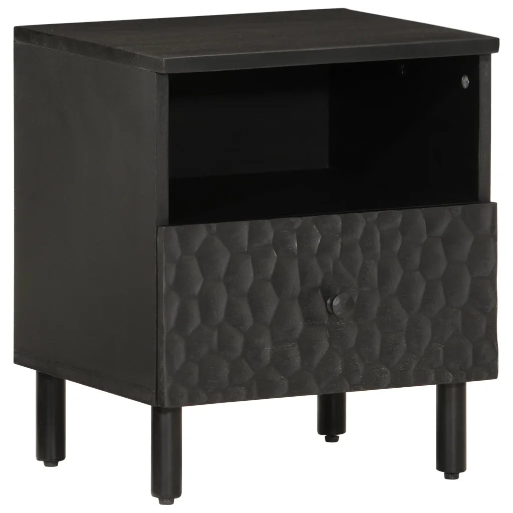 Comodini 2pz-Set di 2 Tavolino da notte Neri 40x33x46 cm in Legno Massello di Mango 791525