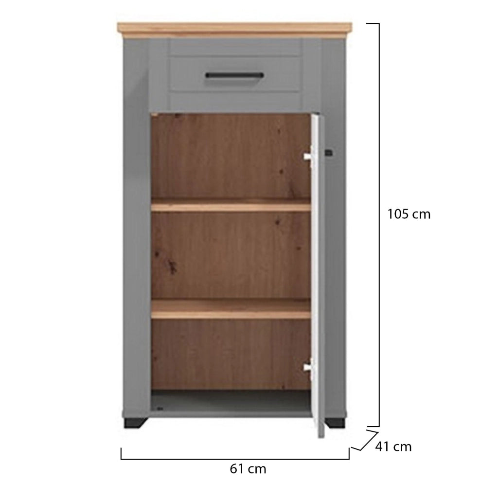 Rogeno, Mobile da Ingresso un Cassetto, 60.5x41x105h cm Grigio