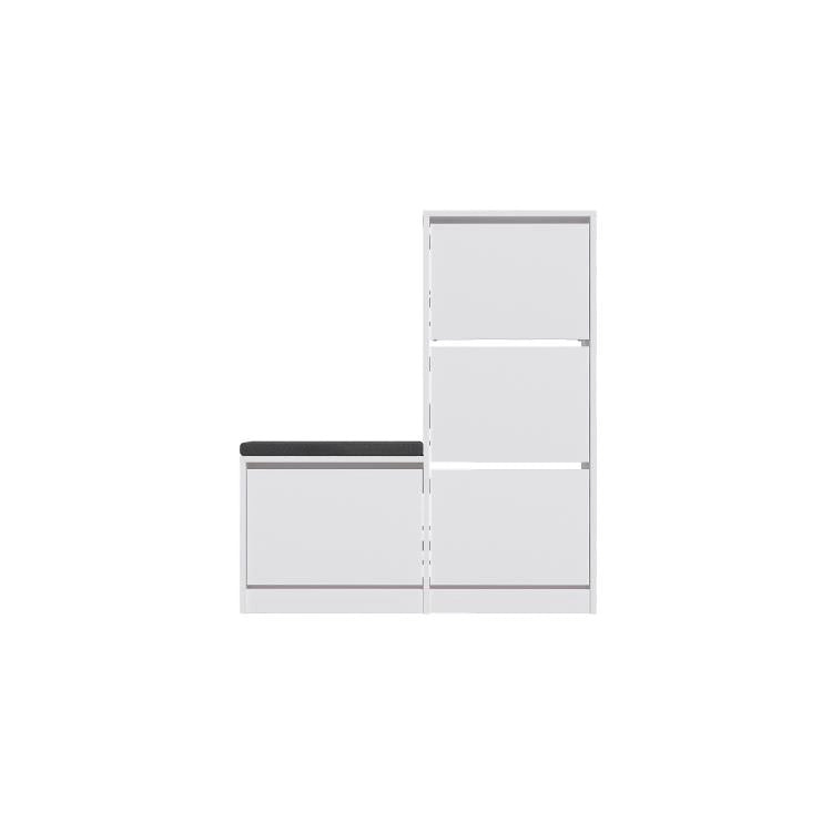 Scarpiera Salvaspazio 105x26x118,5 cm 3 Ante a Ribalta in Melamina Bianco