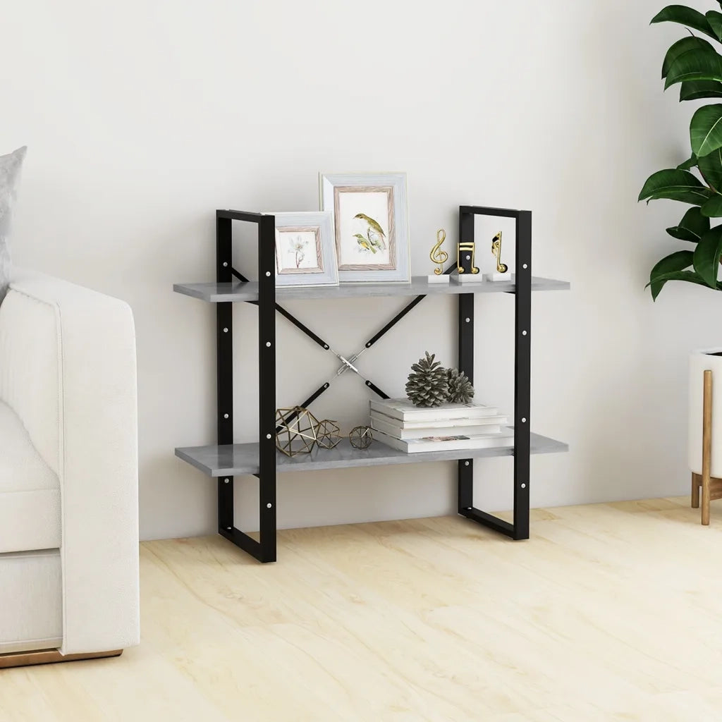 Libreria a 2 Ripiani Grigio Cemento 80x30x70 cm in Truciolato cod mxl 23627