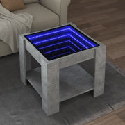 Tavolino Salotto con LED-Tavolino da soggiorno-Tavolo Grigio Cemento 53x53x45 cm Multistrato