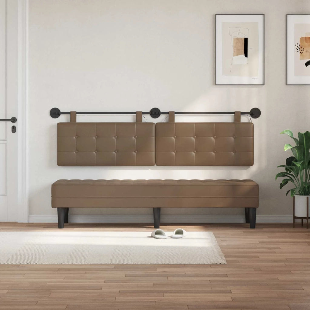 Testiera sospesa Con luce LED Cappuccino Similpelle 3424488