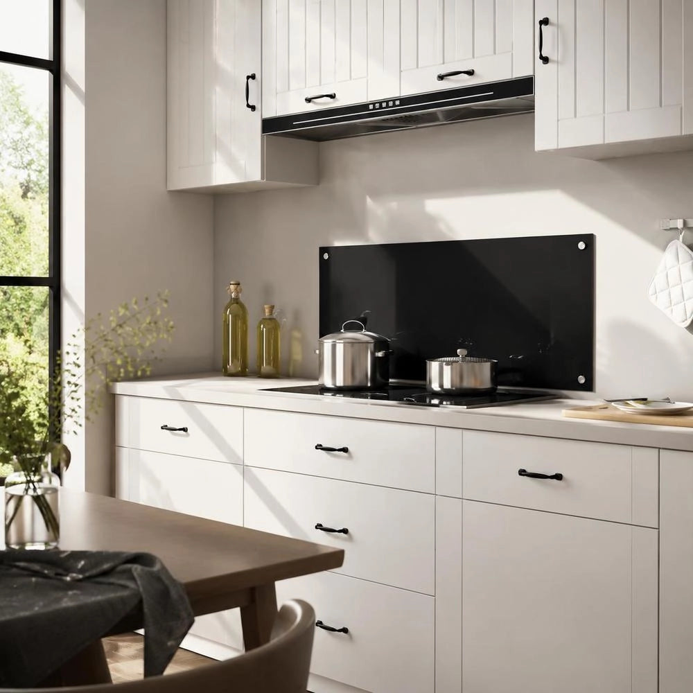 Kitchen Backsplash Black 100x40 Cm Tempered Glass