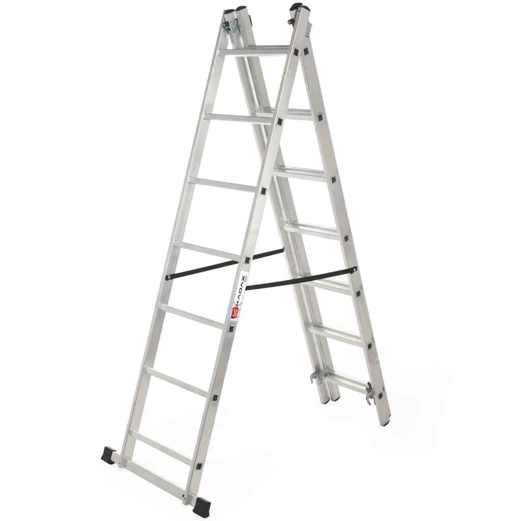Scala universale in alluminio KADAX 3x7 pieghevole a doppia faccia, robusta + gancio