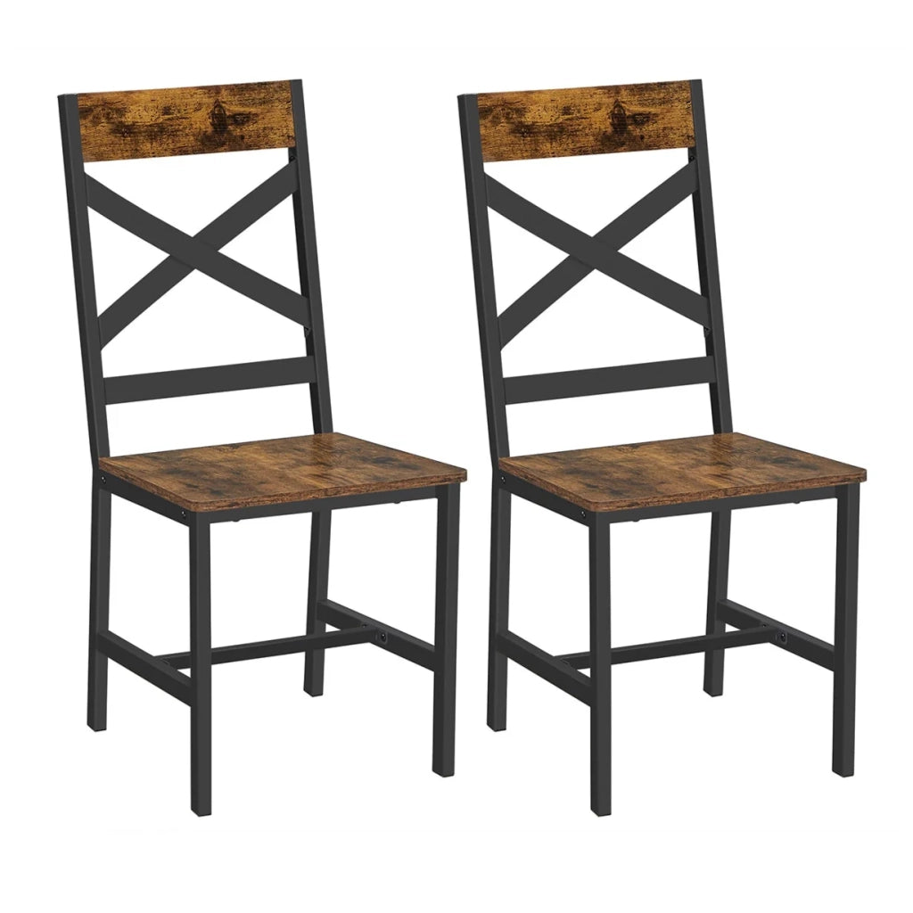 Sedie da pranzo set da 2 sedie da cucina struttura ergonomica in acciaio stile industriale per soggiorno/cucina marrone rustico e nero 12_0004981