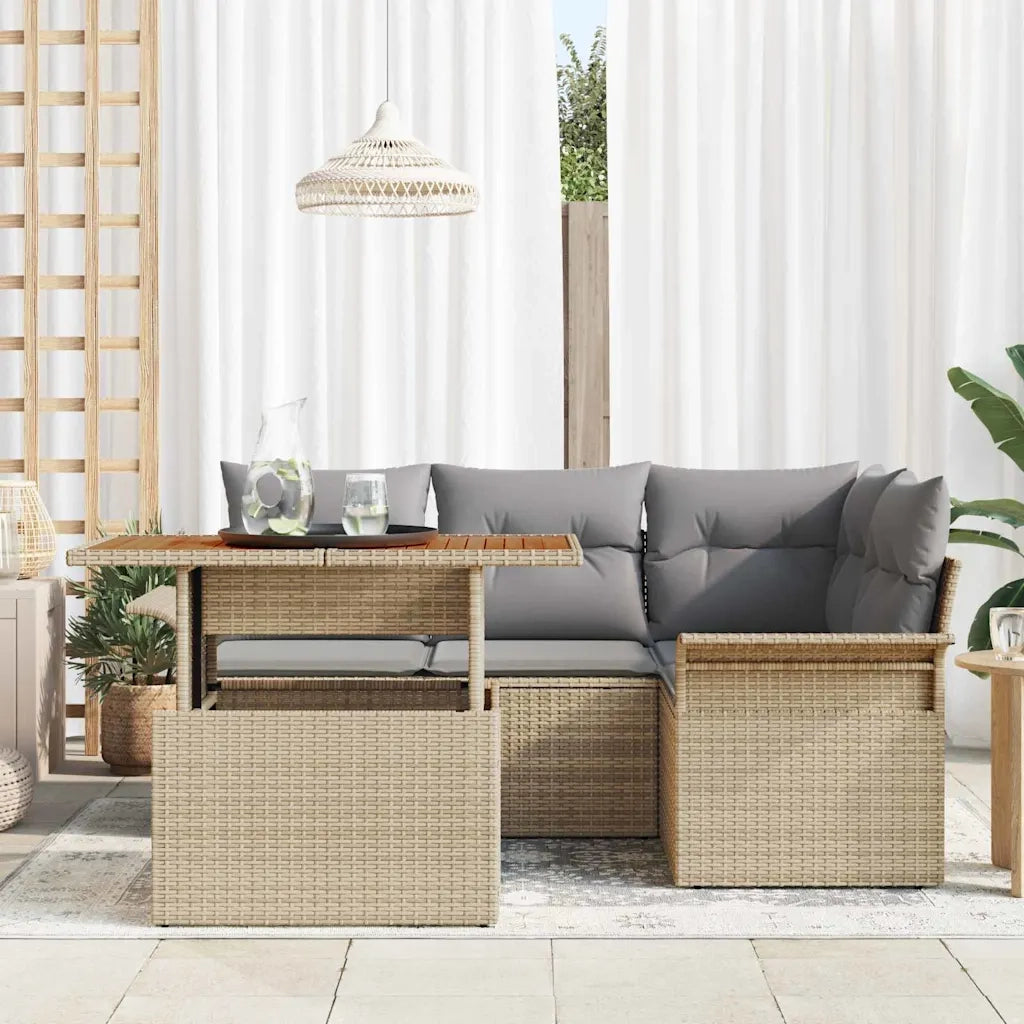 Set Divano da Giardino 5 pcs Beige Poly Rattan 3358065