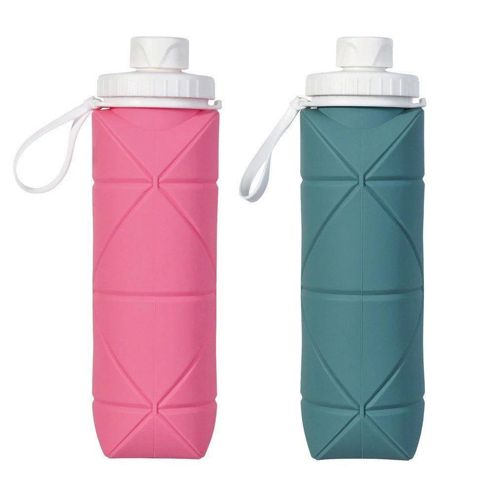 Trade Shop - Bottiglia Pieghevole Salvaspazio 600 Ml Borraccia Termica Portatile Da Borsetta -