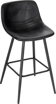 Sedile da bar in pelle - forma ergonomico - con schienale - robusto e stile - adatto per cucina o bar - nero moderno