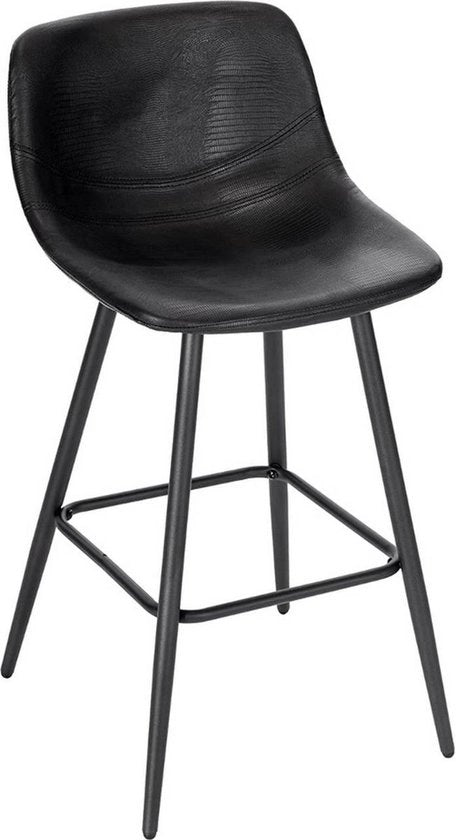 Sedile da bar in pelle - forma ergonomico - con schienale - robusto e stile - adatto per cucina o bar - nero moderno