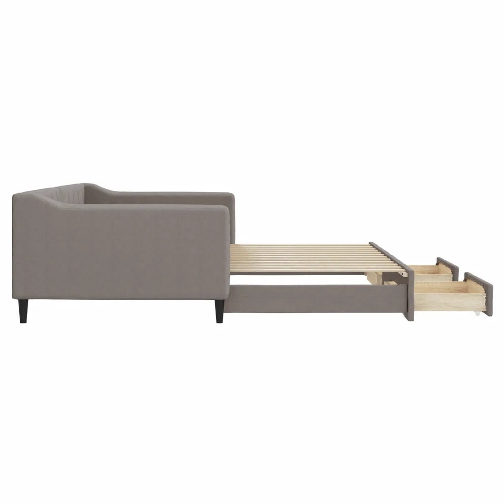 Divano Letto Estraibile con Cassetti-Sofa Letto-Daybed Tortora 100x200 cm Tessuto 619808