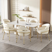 Set di 6 sedie da pranzo - Zephmum- Gambe in metallo, velluto, beige