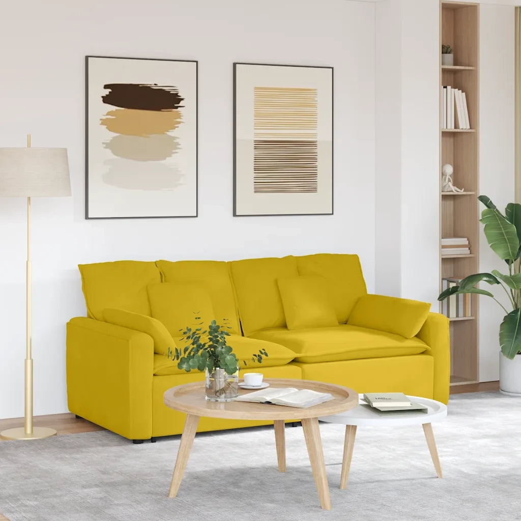 Divano Modulare con Cuscini Giallo