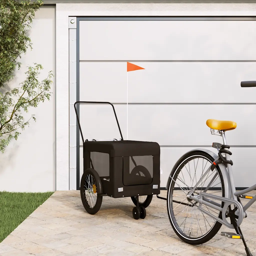 Rimorchio da Bici per Animali Nero Oxford e Ferro CFW5001900