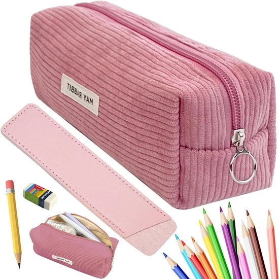 Etui a corduroy per studenti con grande capacità