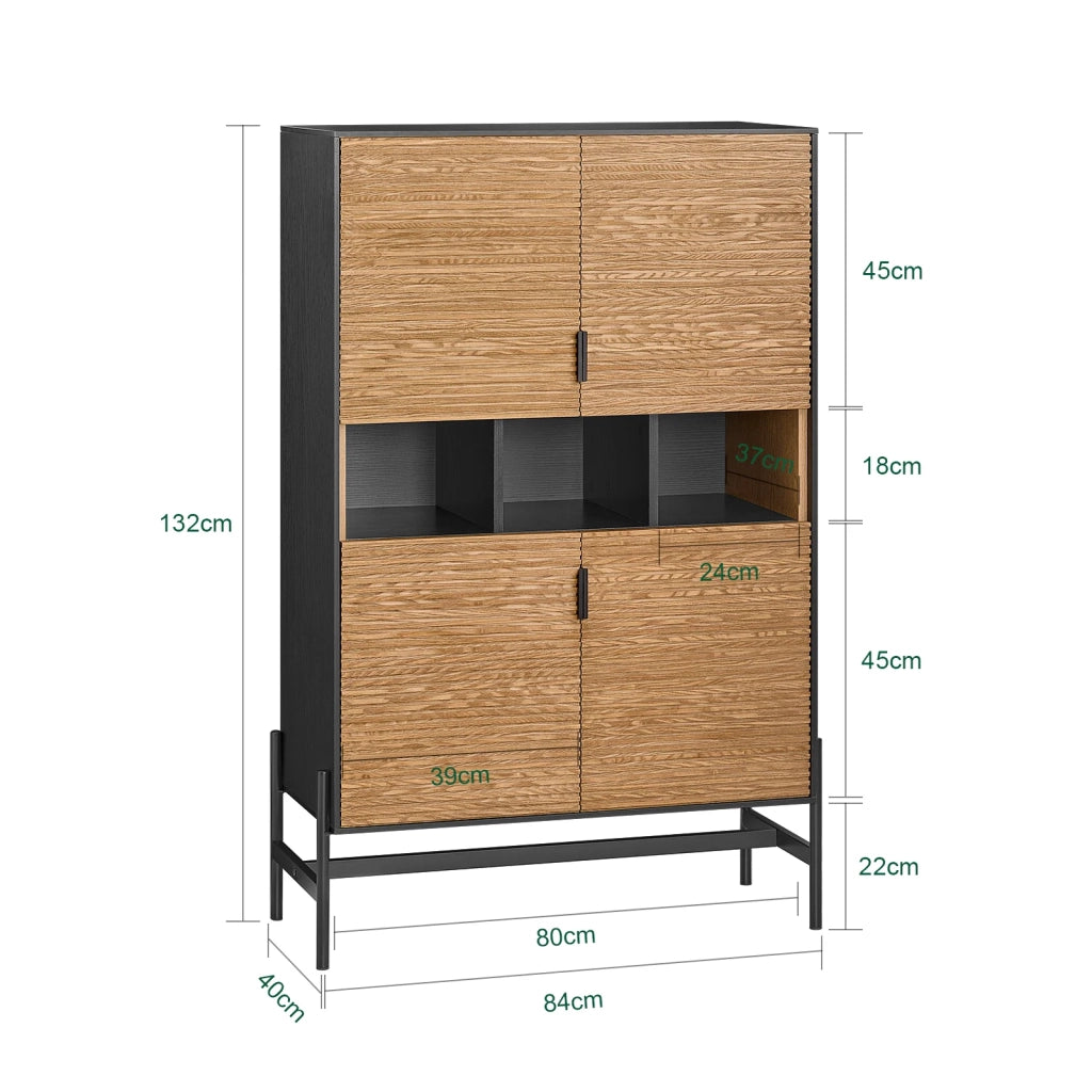 Credenza decorativa Consolle laterale stretta Nero 84x40x132cm HFSB03-SCH