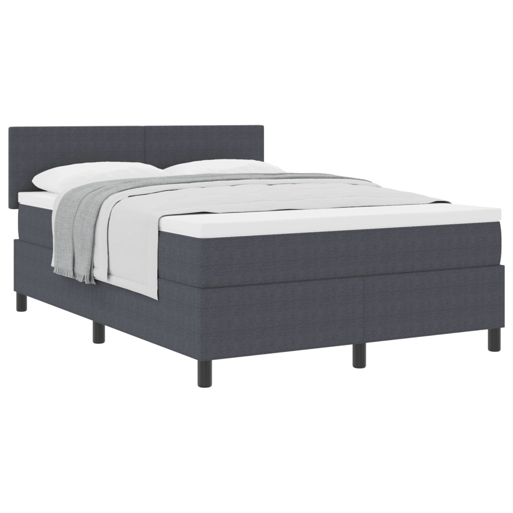 Letto a Molla con Materasso Grigio Scuro 160x200 cm Tessuto Corduroy