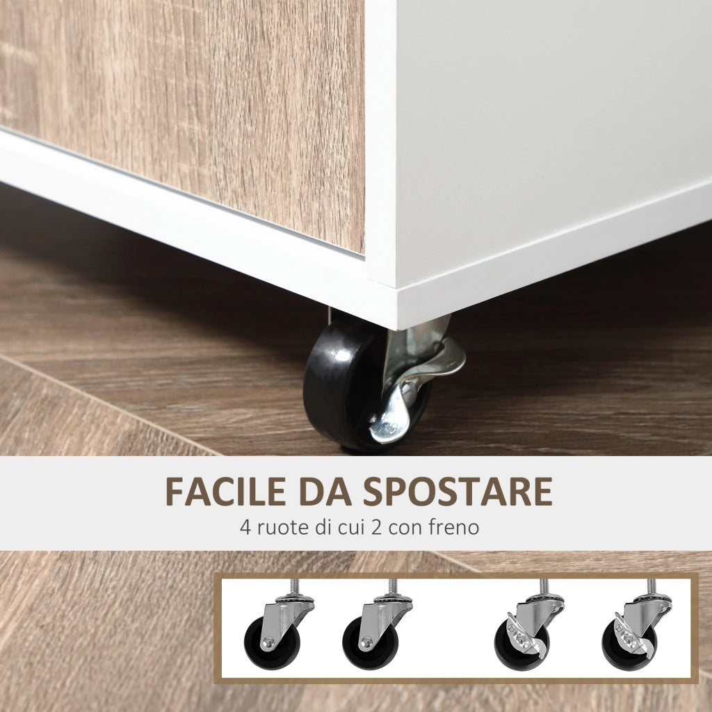 Carrello da Cucina Portavivande per Microonde ¨C zephmum ¨C Legno Rovere 60x40x77cm